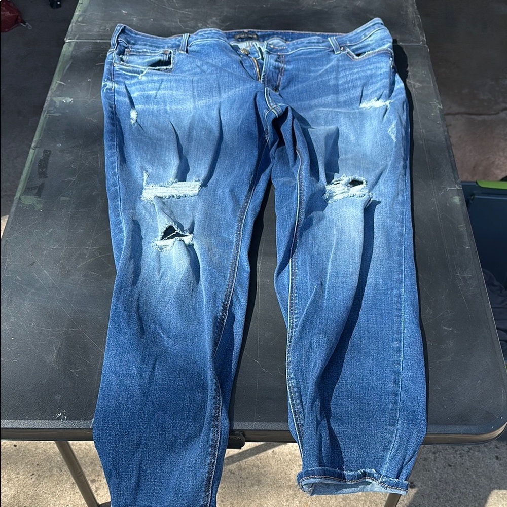 Silver Jeans Women's Boot Cut Distressed Blue Denim